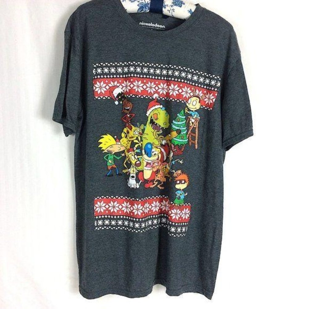 4/$25 Nickelodeon 90s Cast T Shirt Retro Graphic Cartoon Ugly Christmas Men L - Picture 4 of 8
